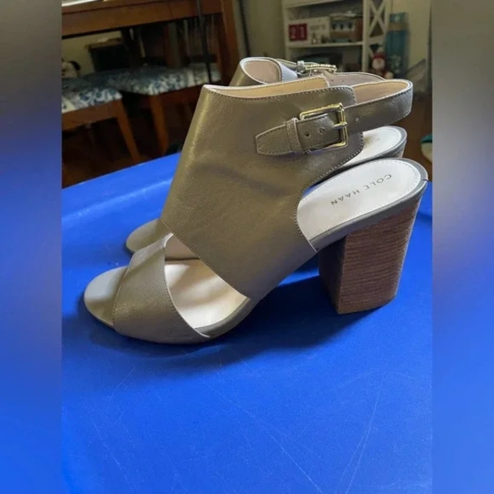 Kathlyn Bootie II W05352 Open Toe Block Heels 10.5 Grey